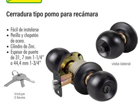 Cerradura tipo pomo para recámara