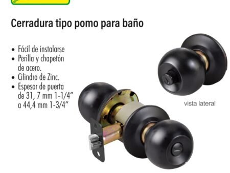 Cerradura tipo pomo para baño