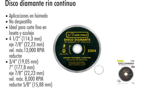 Disco diamante rin contínuo