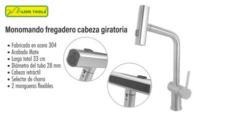 Monomando fregadero cabeza giratoria