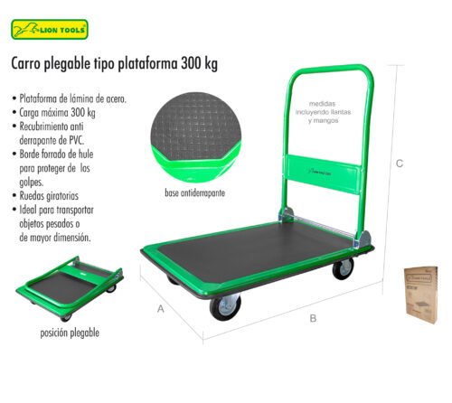 Carro plegable tipo plataforma 300 kg
