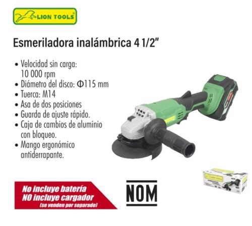 Esmeriladora inalámbrica 4 1/2"