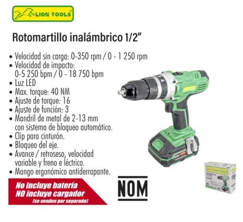 Rotomartillo inalámbrico 1/2"
