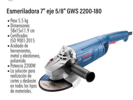 Esmeriladora 7" eje 5/8" gws 2200-180