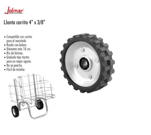 Llanta carrito 4" x  3/8"