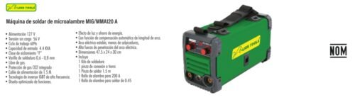 Máquina de soldar de microalambre mig/mma120 a