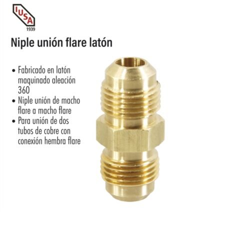 Niple unión flare latón