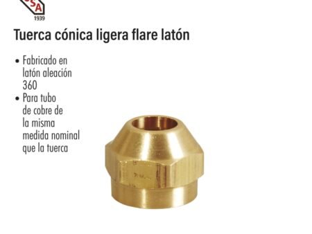 Tuerca cónica ligera flare latón