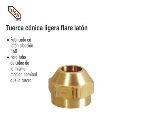 Tuerca cónica ligera flare latón