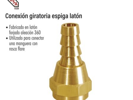 Conexión giratoria espiga latón