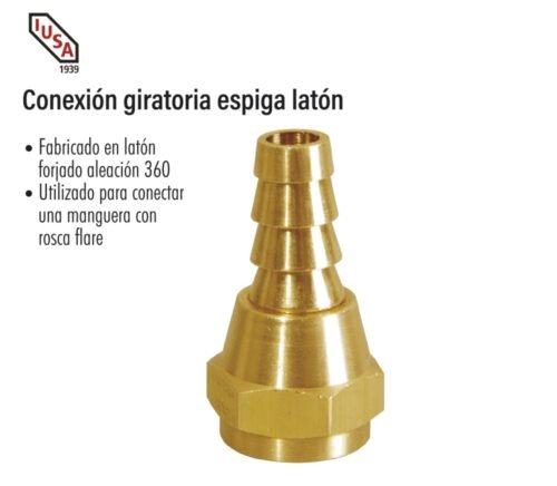 Conexión giratoria espiga latón