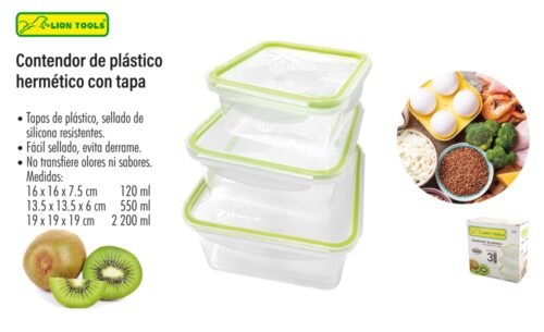 Contenedor de plástico hermético con tapa