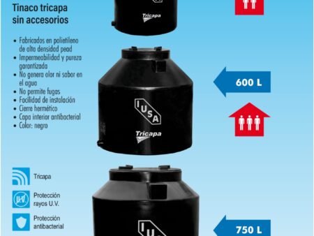 Tinaco tricapa sin accesorios