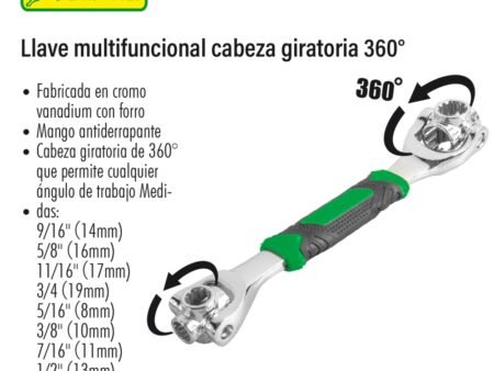 Llave multifuncional cabeza giratoria 360°