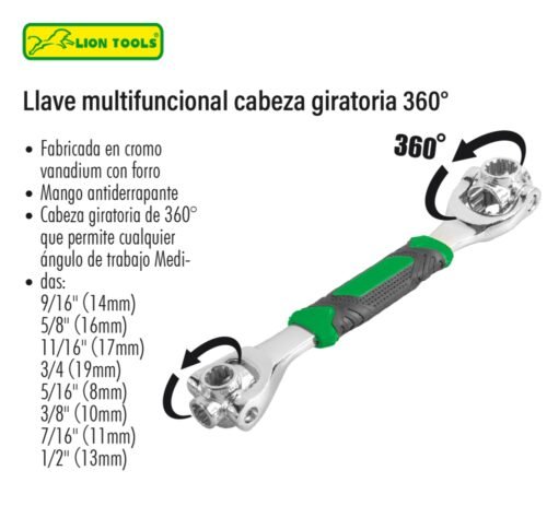 Llave multifuncional cabeza giratoria 360°