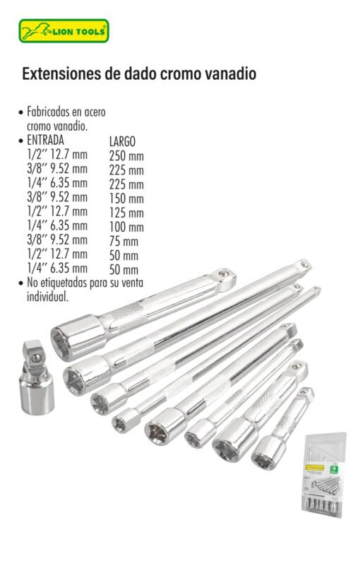 Extensiones de dado cromo vanadio