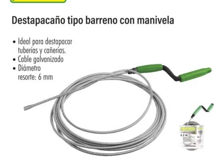 Destapacaño tipo barreno con manivela