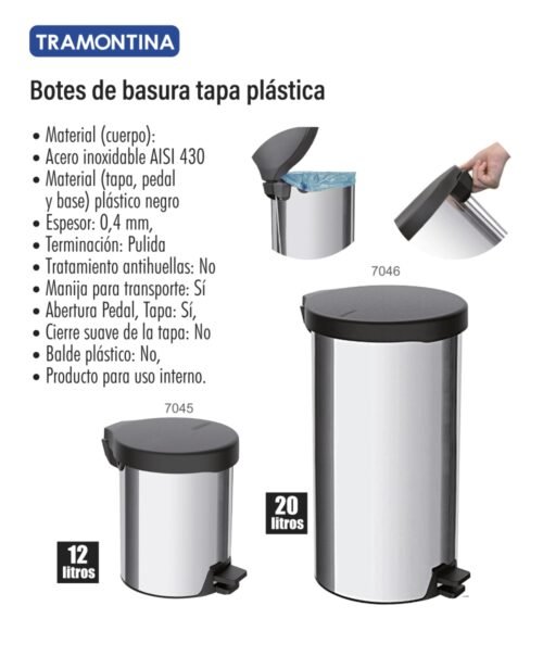 Bote de basura tapa plástica