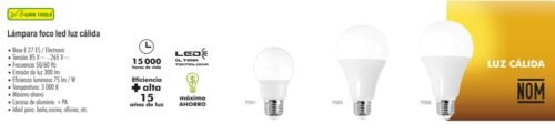 Lámpara foco led luz cálida