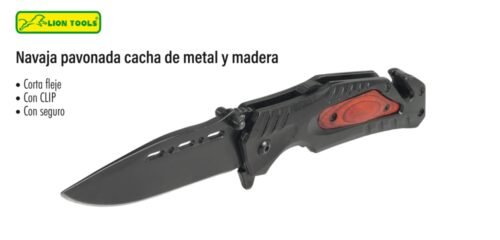 Navaja pavonada cacha de metal y madera