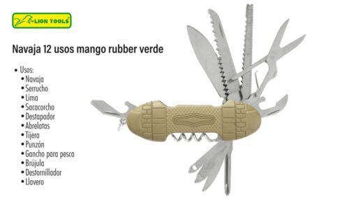 Navaja 12 usos mango rubber verde