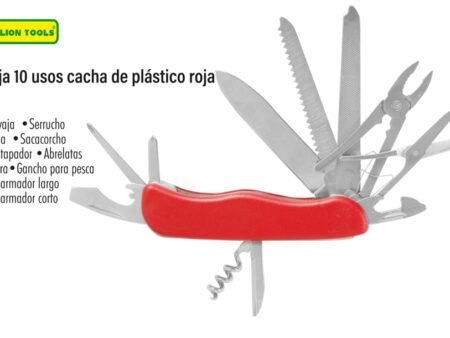 Navaja 10 usos cacha de plástico roja
