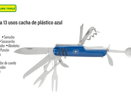 Navaja 13 usos cacha de plástico azul