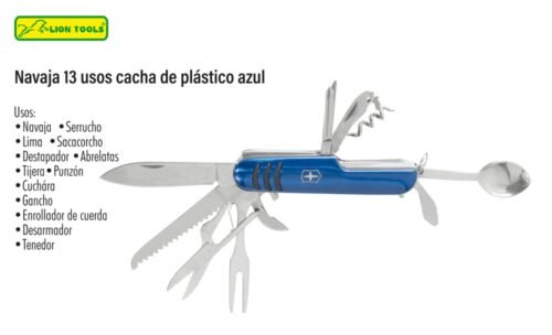 Navaja 13 usos cacha de plástico azul
