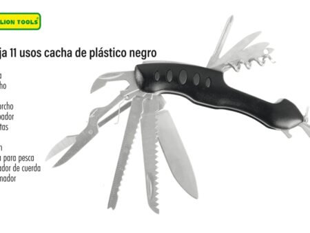 Navaja 11 usos cacha de plástico negro