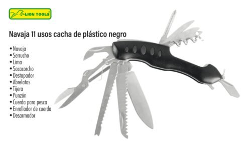 Navaja 11 usos cacha de plástico negro