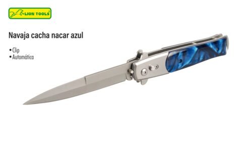 Navaja cacha nacar azul automatica