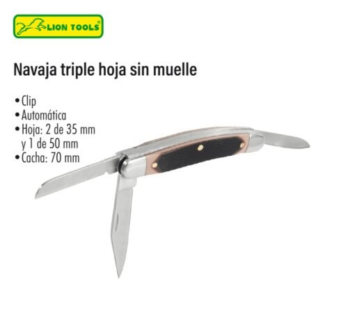 Navaja triple hoja sin muelle