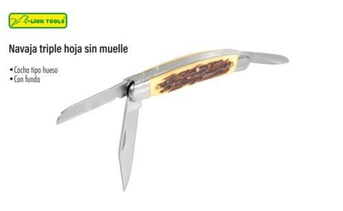 Navaja triple hoja sin muelle tipo hueso