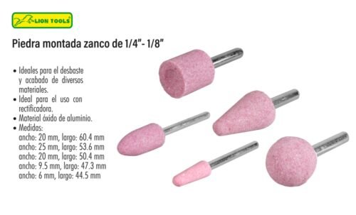Piedra montada zanco 1/4" - 1/8"