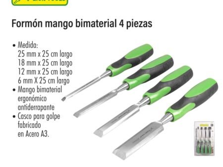 Formón mango bimaterial 4 piezas