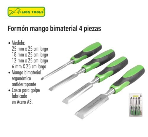 Formón mango bimaterial 4 piezas