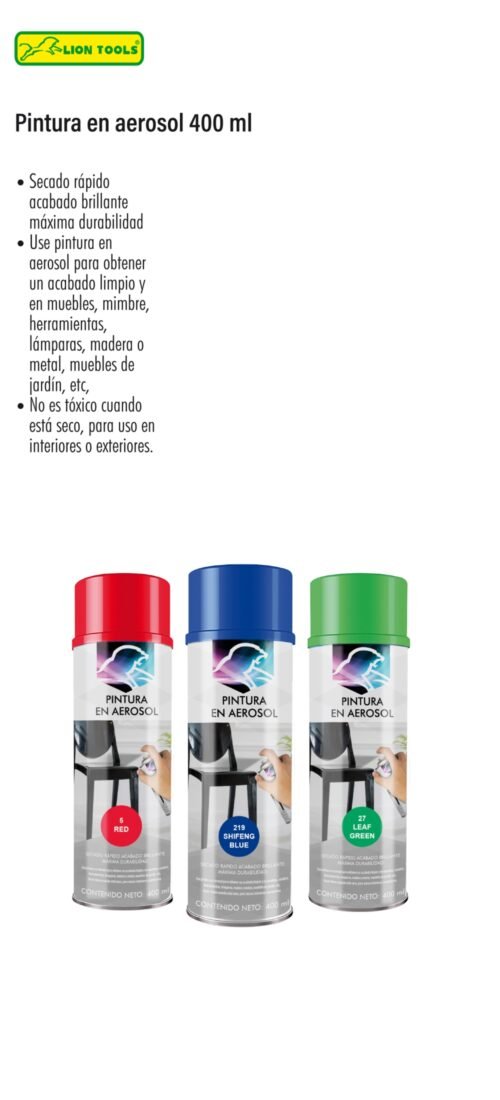 Pintura en aerosol 400 ml lion tools
