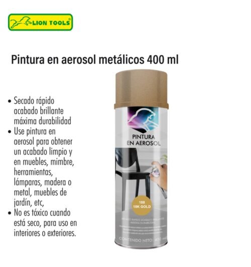 Pintura en aerosol metálicos 400 ml lion tools