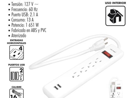 Multicontacto 4 entradas + 2 usb
