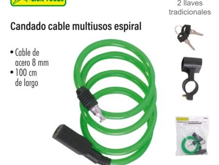 Candado cable multiusos espiral 100 cm