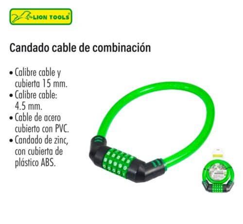 Candado cable de combinación 5 dígitos