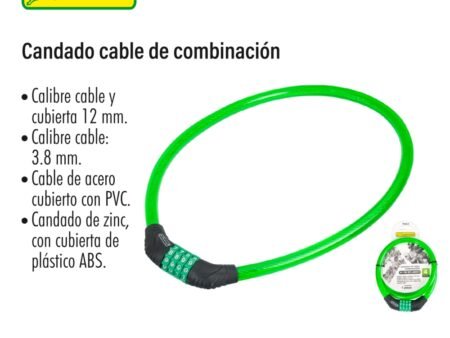 Candado cable de combinación 4 dígitos