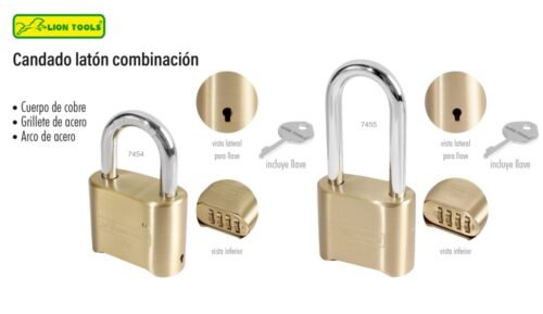 Candado latón combinación con llave
