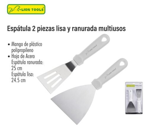 Espátula 2 piezas lisa y ranurada multiusos
