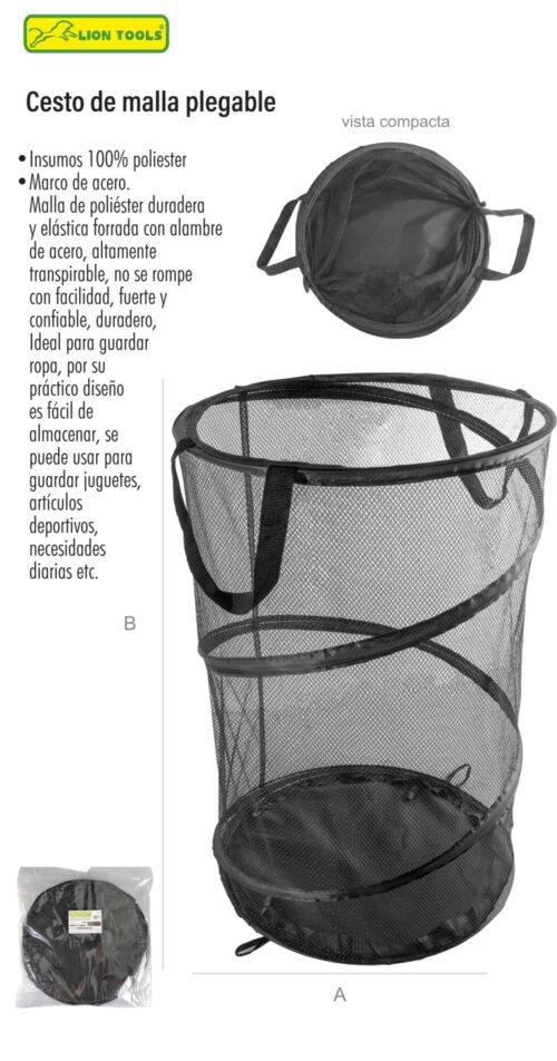 Cesto de malla plegable