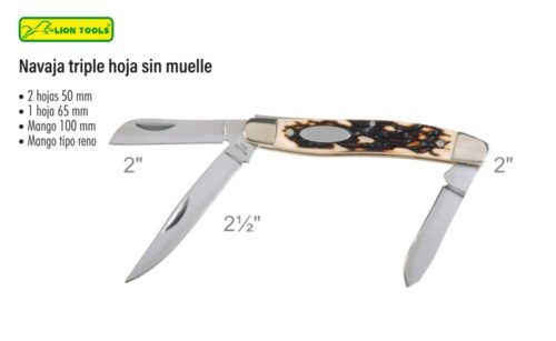 Navaja triple hoja sin muelle