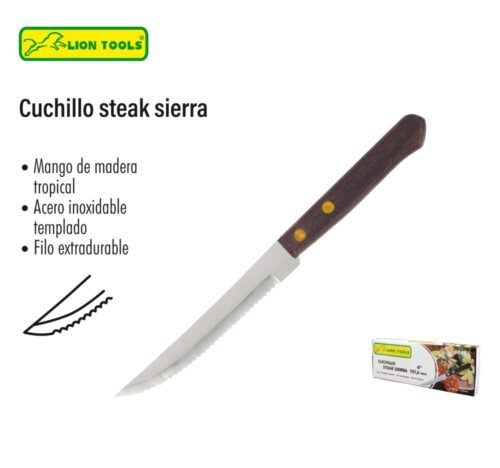 Cuchillo steak sierra de madera 4"