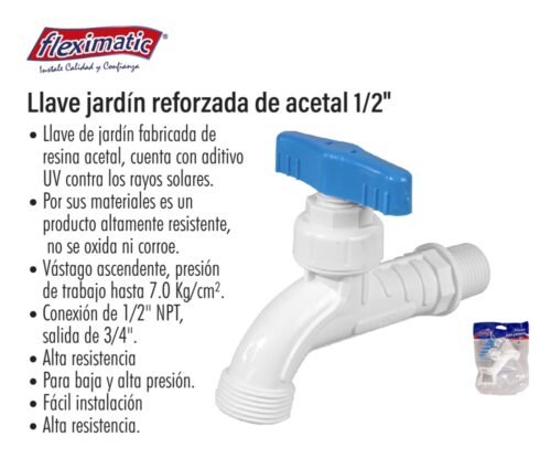Llave jardín reforzada de acetal 1/2"