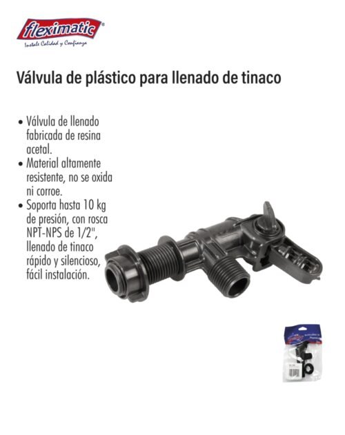 Válvula de plástico para llenado de tinaco