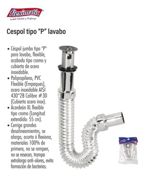 Cespol tipo "p" lavabo